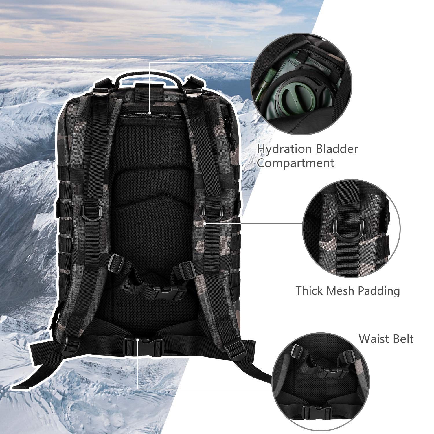 MOLLE Assault Pack, Tactical Backpack Military Army Camping Rucksack, 3-Day P…