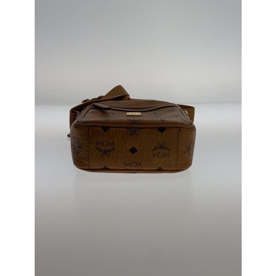 MCM Authentic Visetos Leather Brown Shoulder Bag Crossbody Bag Logo Engraving