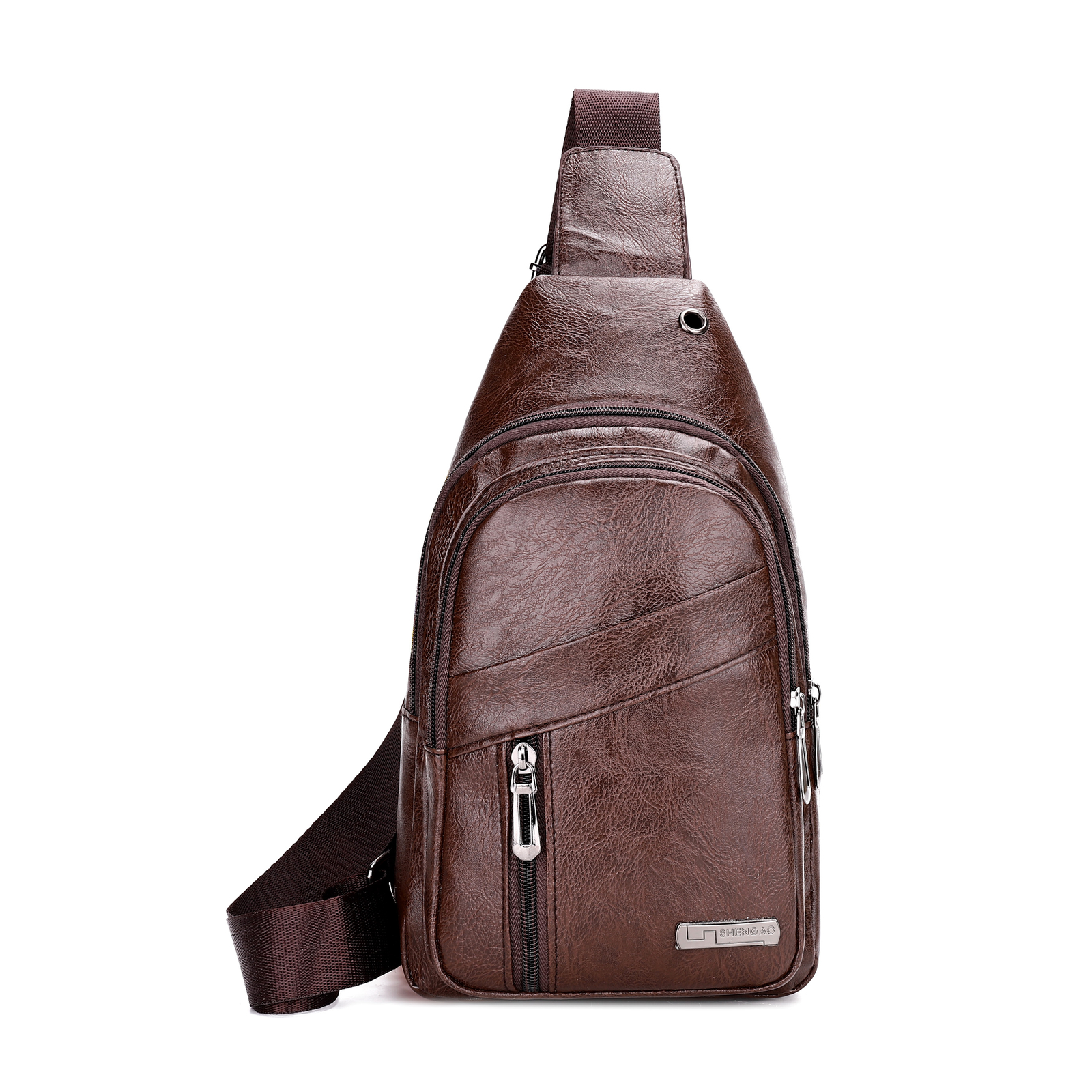 Leather Shoulder Bag for Men Strap Chest Bag Large Capacity Travel Bag Wallet US