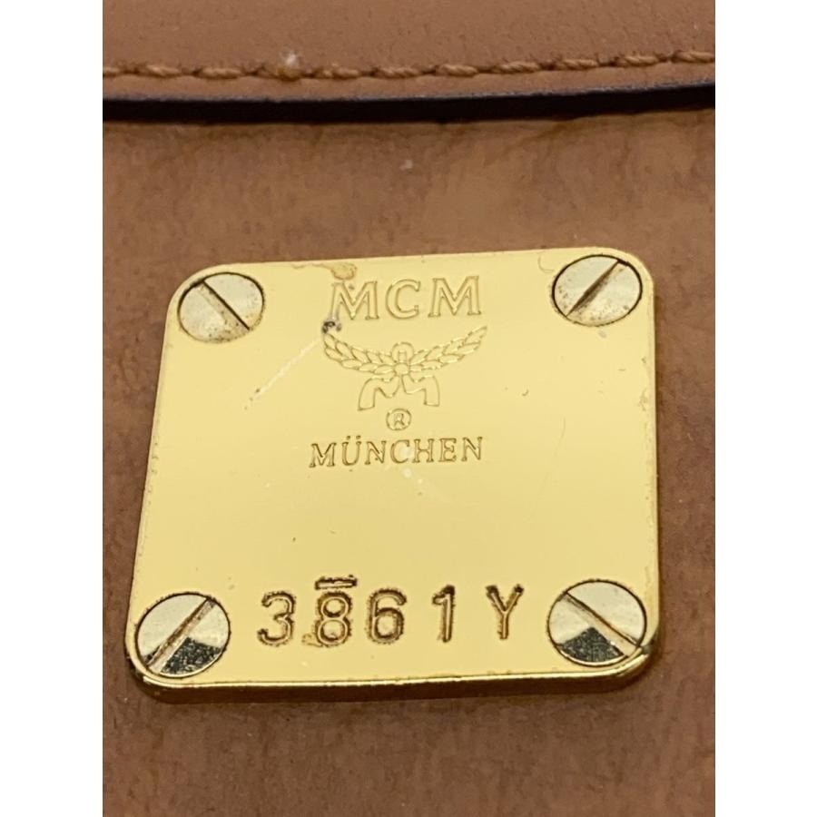 MCM Authentic Visetos Leather Brown Shoulder Bag Crossbody Bag Logo Engraving