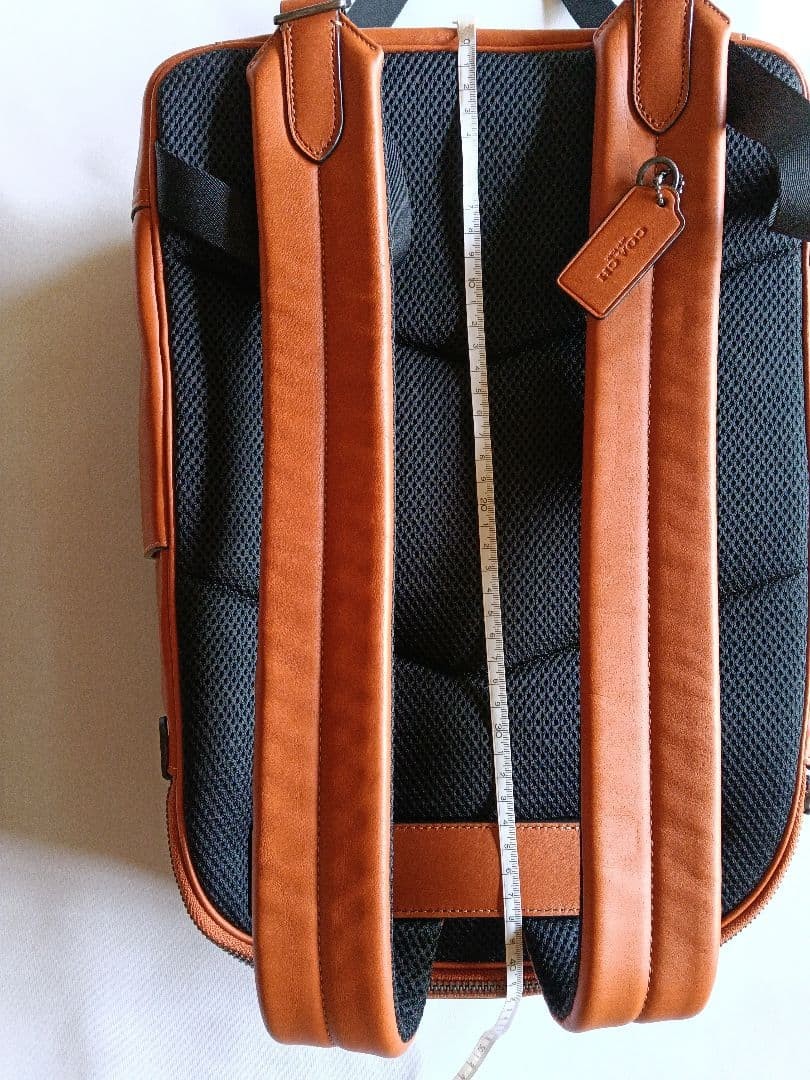 COACH Leather Backpack Brown Front Pocket Mesh Back 42cm From Japan