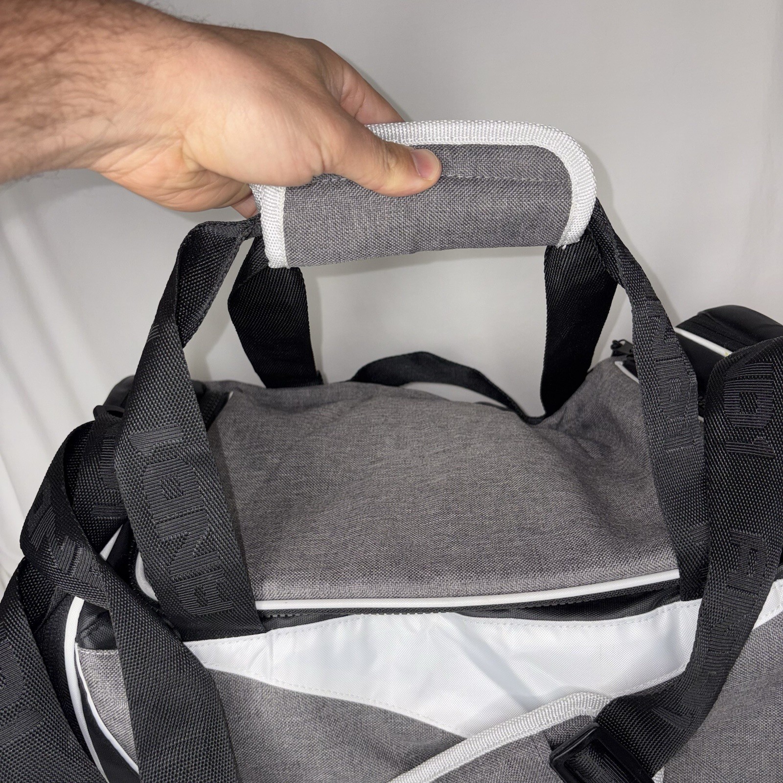 AND1 Duffle Bag Gray Black Shoulder Strap Gym Basketball Hoops Vintage