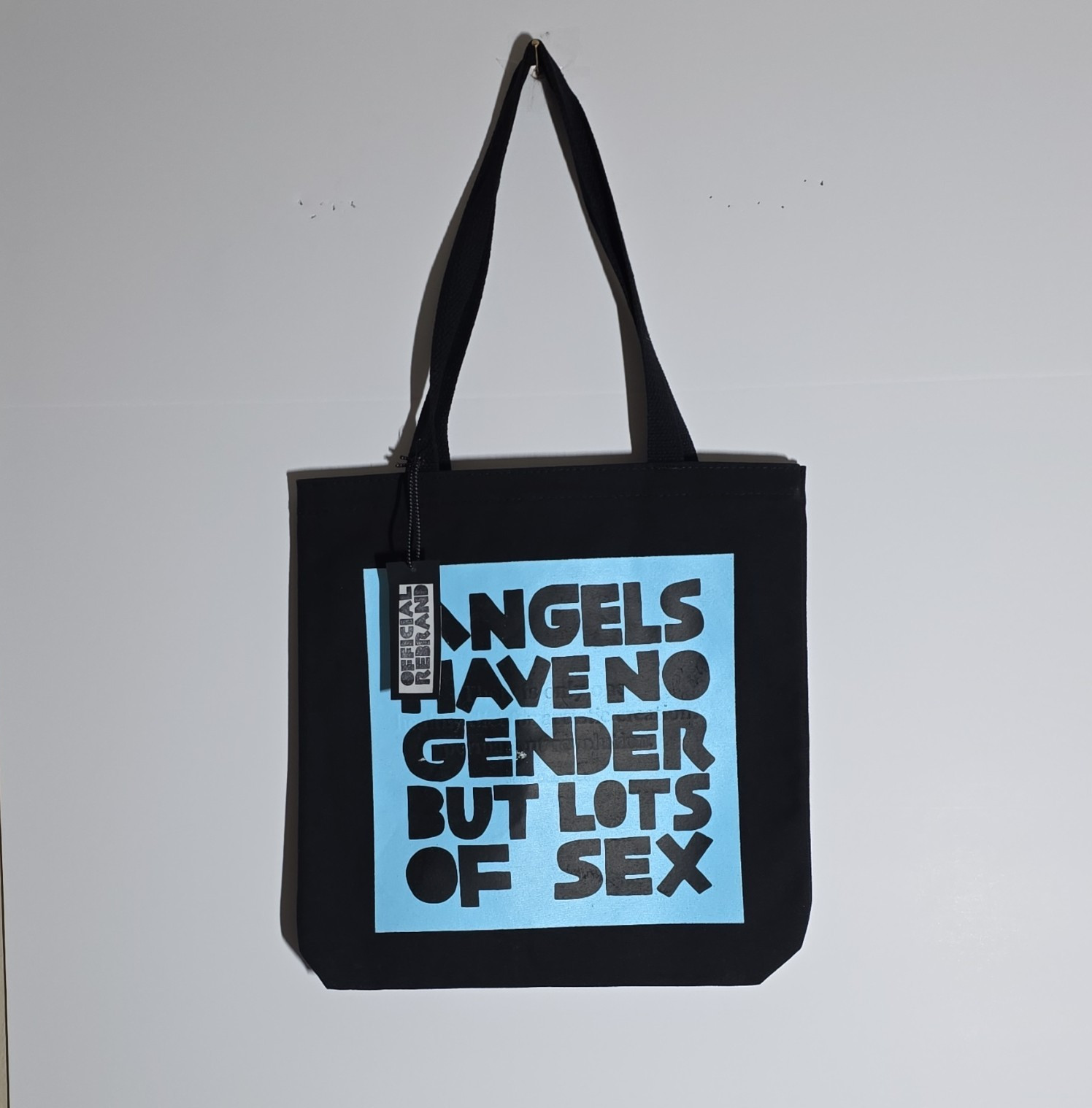 Official Rebrand Black Blue Graphic Print Tote Bag Shoulder Strap Men