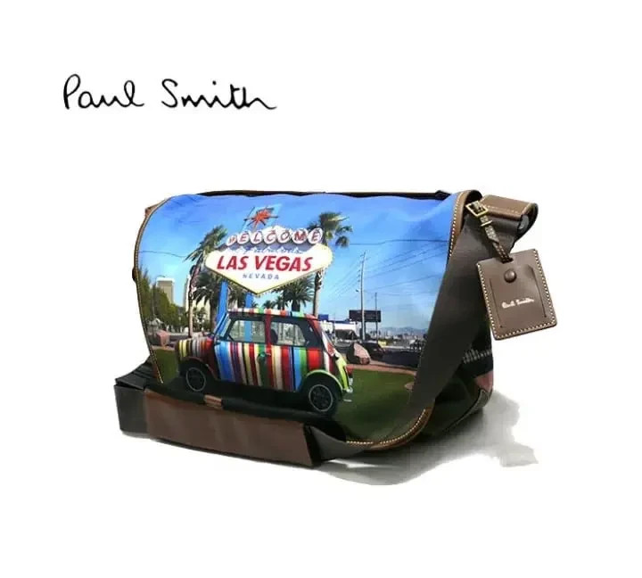 Paul Smith Limited Edition All logo Canvas Leather shoulder Messenger Travel Bag