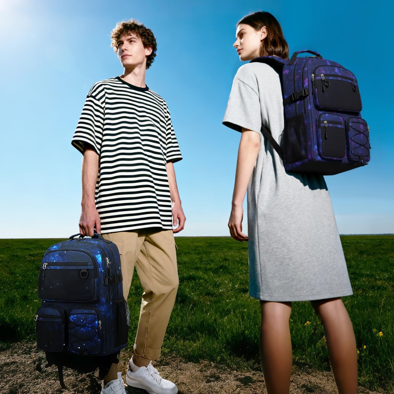 Multi-Pocket Travel Backpack, Heavy Duty Bookbag with 15.6″ Laptop Compartment,