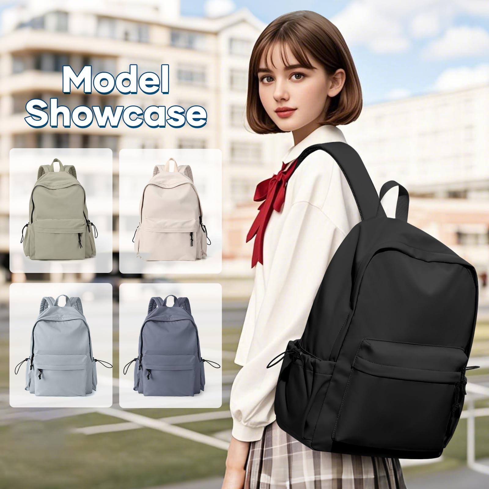 Black School Backpack For Girls Boys High Middle school college Backpack Book…