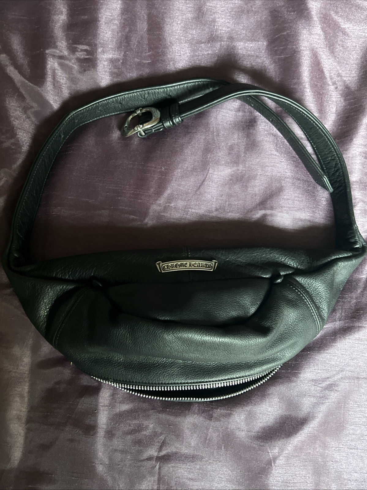 CHROME HEARTS Plain Snut Pack Body Bag Sterling leather unisex black