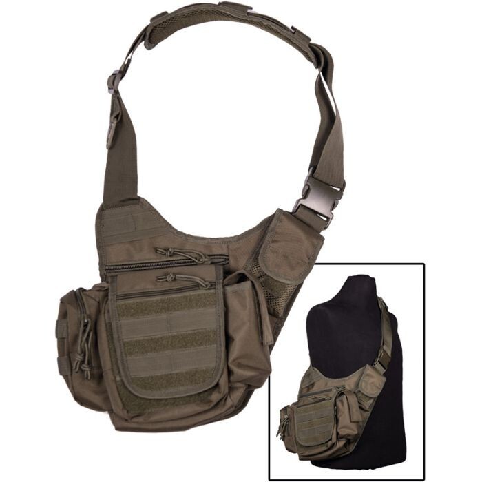 Mil-Tec Multi-Function Sling Bag OD Green w/ Adjustable Padded Shoulder Strap